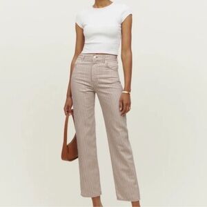Reformation Cowboy Striped High Rise
Straight Jeans Size 28 $188